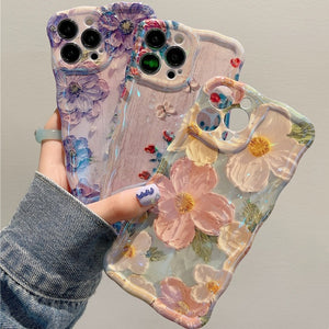Oil Painting Flower iPhone Case – Shockproof Floral Cover
