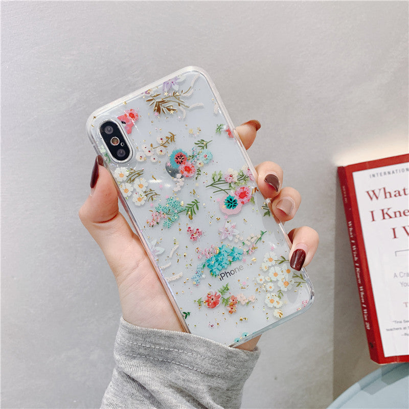 Floral Gold Foil TPU Phone Case – Stylish Flower Back Cover