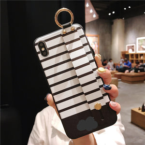 Ethnic Stripe Wrist Strap Phone Case for iPhone 12 TPU Cover